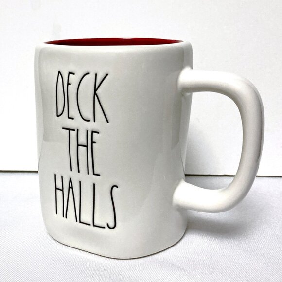Rae Dunn DECK THE HALLS Coffee Mug Artisan Collection by Magenta White Red - Picture 5 of 11